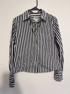 Talbots Black and White Striped Dress Shirt